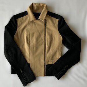 BANANA REPUBLIC Beige and Black Contrast Moto Jacket Size 0
